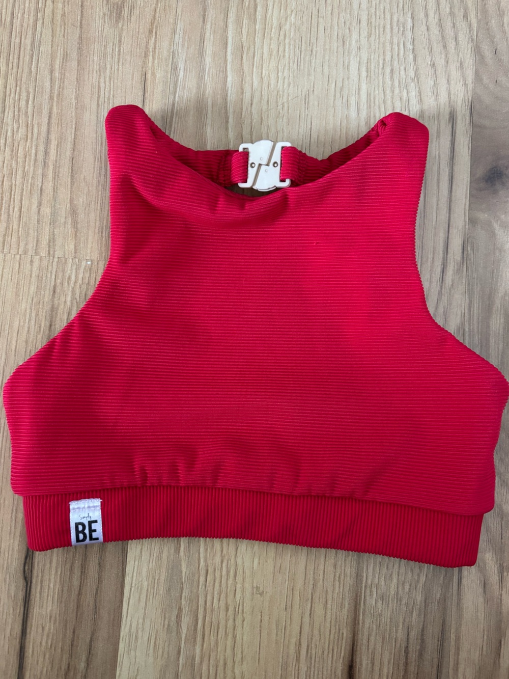 Simply Be Red Ribbed Top with Buckle Detail